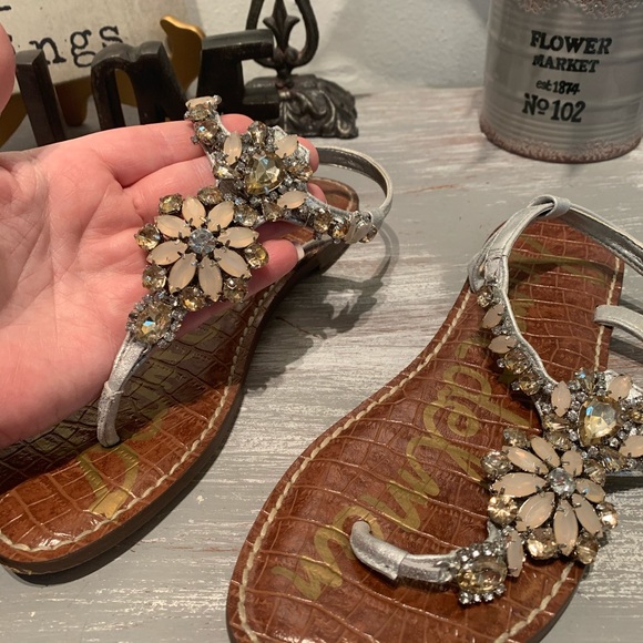 Sam Edelman silver ‘Lea’ Rhinestone ankle strap sandals 7M - Picture 5 of 11